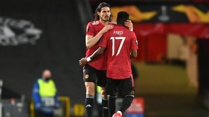 Bomber Manchester United, Edinson Cavani, bersama Fred