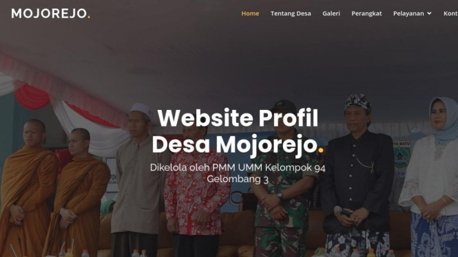 Tampilan awal dari website mojorejobatu.id