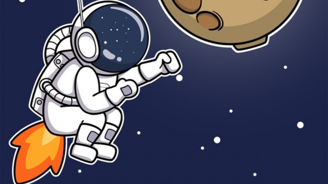 Ilustrasi astronot di luar angkasa.