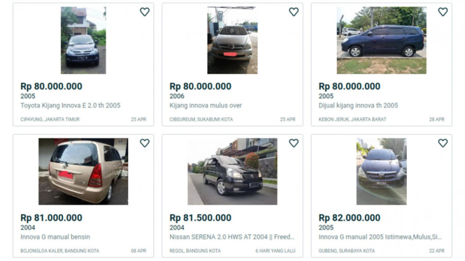 Mobil Toyota Kijang Innova bekas pakai