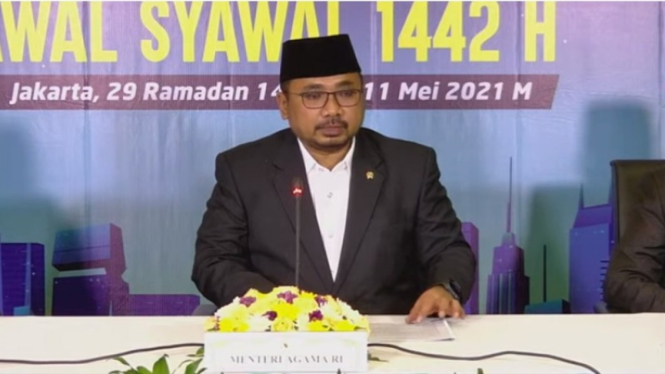 Menteri Agama Yaqut Cholil Qoumas memimpin sidang Isbat 1 Syawal 1442 H