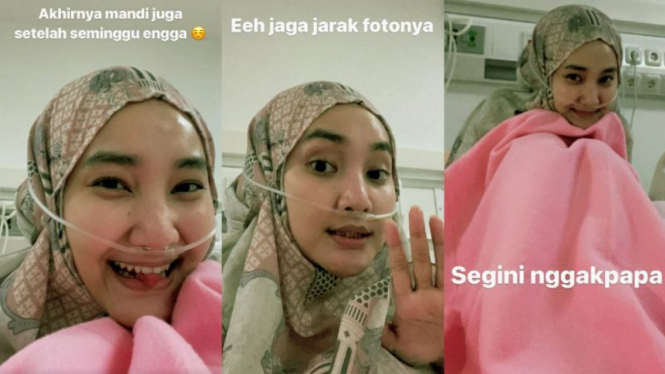 Postingan Insta stories Fatin Shidqia saat dirawat di RS Wisma Atlet