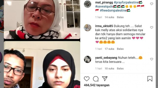 Melly Goeslaw live Instagram bersama aktivis dan warga Palestina