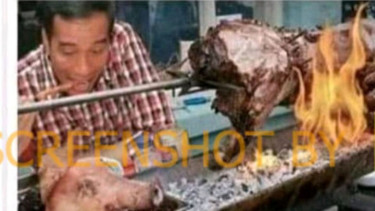 Beredar postingan Joko Widodo makan sate babi panggang.