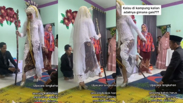 Viral video pengantin mau jatuh (TikTok/qorimayasri_makeup)