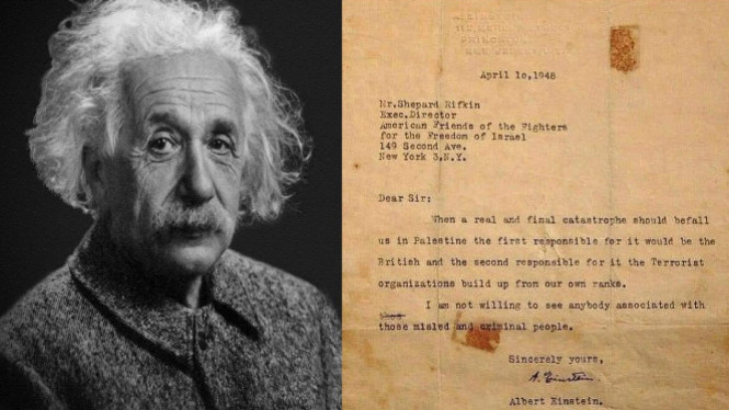 Viral Surat Albert Einstein kecam Zionis Israel (Pixabay/Twitter/akjailani)