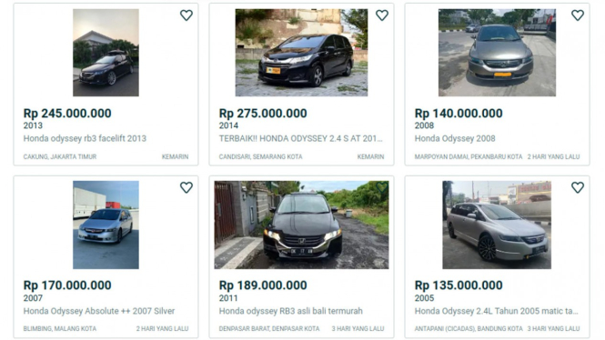 Mobil Honda Odyssey bekas.