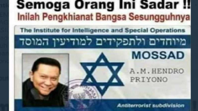 Foto hoax KTA Mossad Hendropriyono