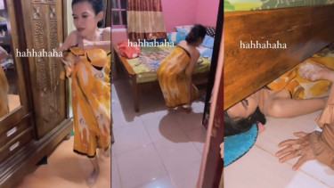 Viral wanita hamil sembunyi saat gerhana (TikTok/ayy_2293)