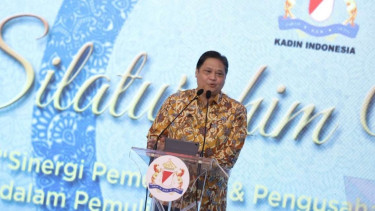 Menko Perekonomian Airlangga Hartarto di silaturami nasional Kadin.
