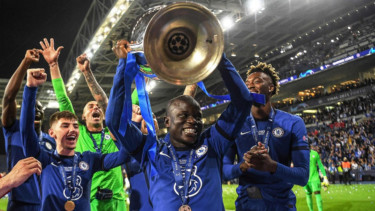 Selebrasi para pemain Chelsea usai menjuarai Liga Champions