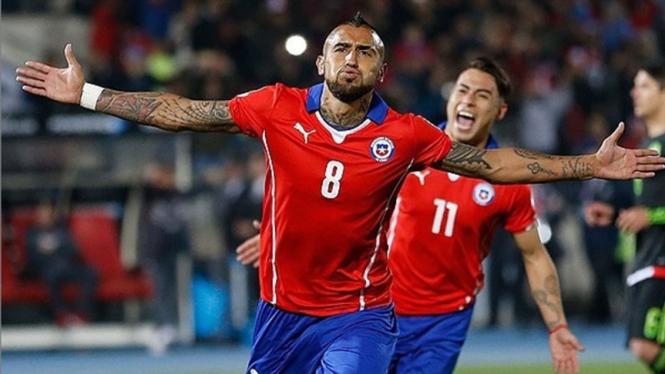 Selebrasi Gelandang Chile, Arturo Vidal.