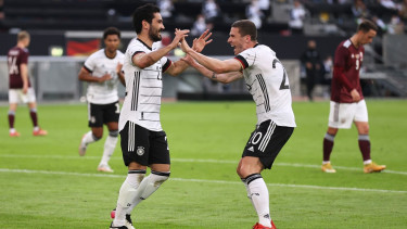 Timnas Jerman merayakan gol