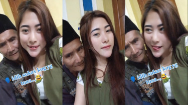 Viral video mesra cewek cantik dan kakek (TikTok/vallen_natalia)
