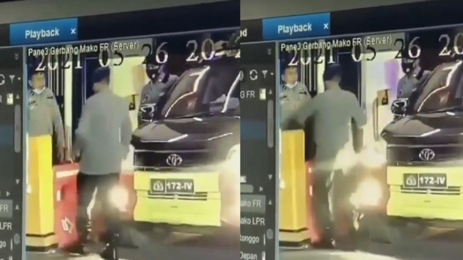 Viral polisi pukul polisi terekam CCTV (Instagram/cetull.22)