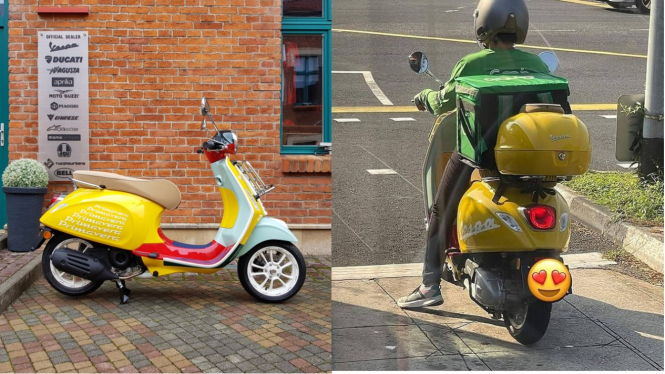 Ojol naik Vespa Primavera Sean Wotherspoon.