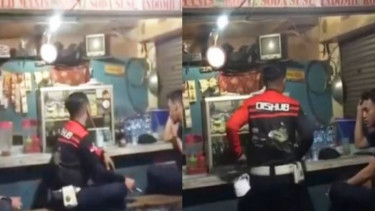 Petugas Berseragam Dishub Nongkrong di Warkop saat PPKM (Instagram/fakta.indo)