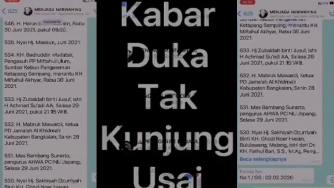 Kabar Duka Tak Kunjung Usai, 505 Tokoh NU Meninggal (instagram/gushans_jatim)