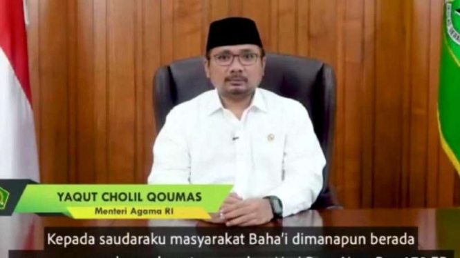 Menag Yaqut Cholil Qoumas ucapkan selamat hari raya bagi umat Bahai