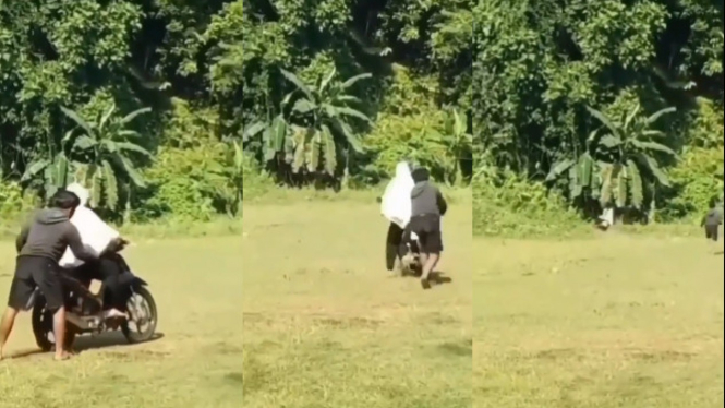 Viral Emak-emak Belajar Motor Nyungsep ke Semak-semak (Instagram/smart.gram)