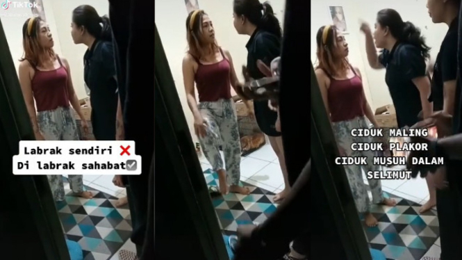 Viral Pelakor Dilabrak saat Bersama Brondong di Kamar (TikTok/istrinyadenis)