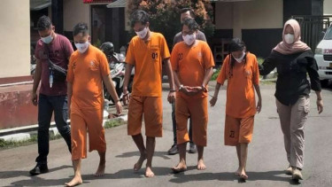 Para tersangka kasus perdagangan orang di Tasikmalaya