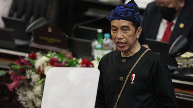 Presiden Joko Widodo menyampaikan pidato kenegaraan pada Sidang Tahunan MPR.