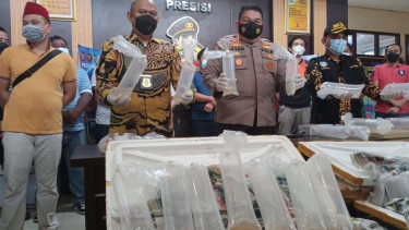 Polisi mengamankan upaya penyelundupan lobster.