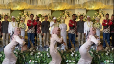 Viral Hijaber Joget Heboh di Depan Pelaminin  (TIkTok/riweuhmom)
