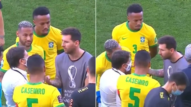 Kericuhan saat duel Timnas Brasil vs Argentina ditunda