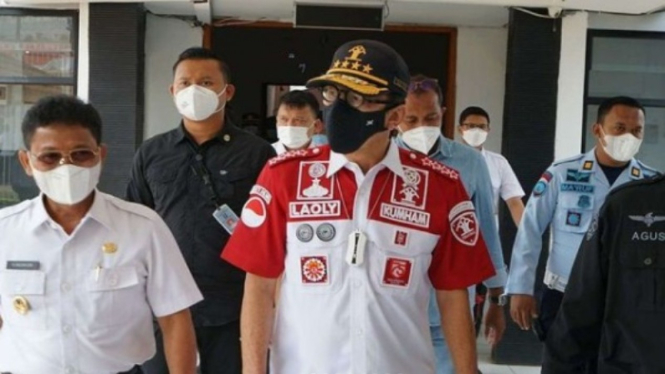 Menkumham Yasonna Laoly meninjau Lapas Klas 1 Tangerang yang kebakaran