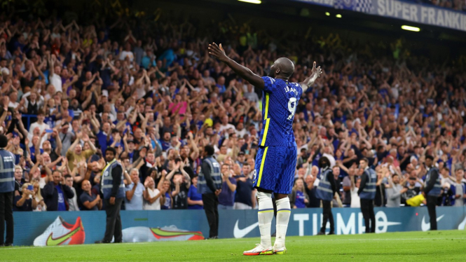 Bomber Chelsea, Romelu Lukaku rayakan gol 
