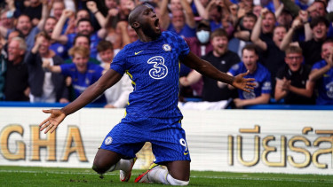 Selebrasi penyerang Chelsea, Romelu Lukaku