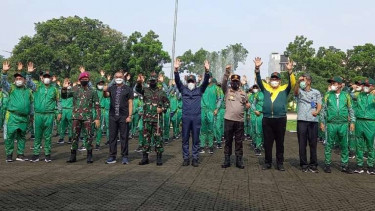Upacara pelepasan atlet Sumut di Wisma Atlet Pemprovsu, di Kota Medan.