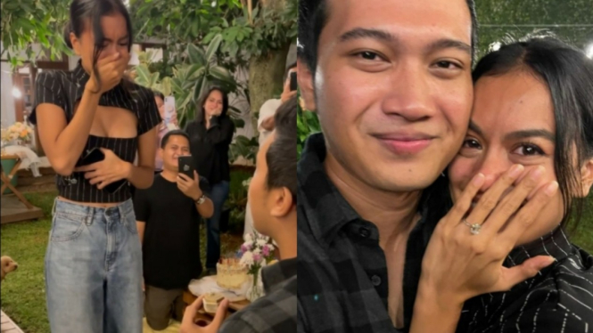Eva Celia dilamar sang kekasih.