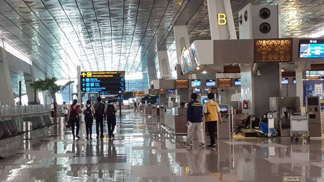 Suasana Bandara Soekarno-Hatta saat pandemi COVID-19.
