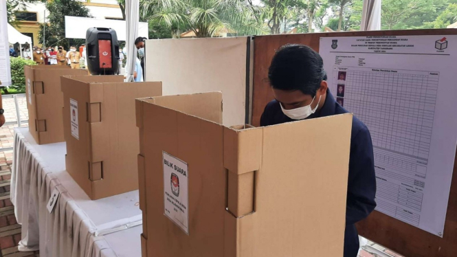 Simulasi pilkades serentak di Kabupaten Tangerang.
