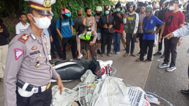Lokasi kecelakaan mahasiswi yang tertabrak truk di Jambi.
