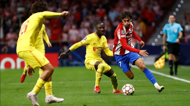 Pertandingan Atletico Madrid vs Liverpool di Liga Champions. 