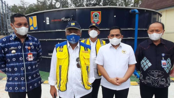 Menteri PUPR Basuki Hadimuljono di SPAM Banjar Bakula, di Kalimantan Selatan.