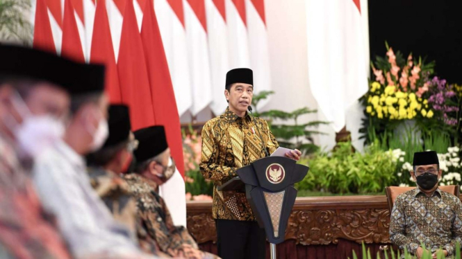 Presiden Jokowi Saat Peringatan Hari Santri Nasional Tahun 2021 di Istana Negara