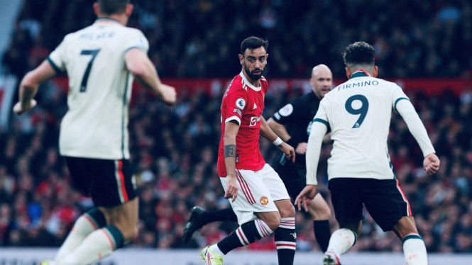 Bruno Fernandes dalam duel Manchester United vs Liverpool
