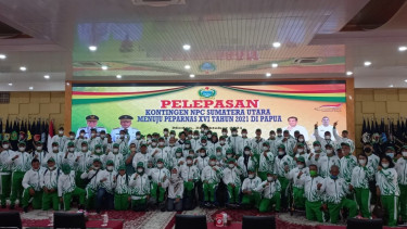 Gubernur Sumatera Utara, Edy Rahmayadi, melepas kontingen ke Peparnas Papua