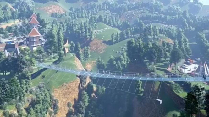 Ilustrasi jembatan seruni point, jembatan kaca pertama di Indonesia.