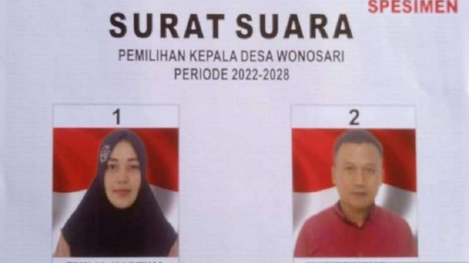 Surat suara Pilkades di Desa Wonosari, Kecamatan Sepaku, Kabupaten PPU, Kaltim