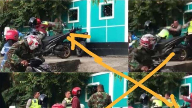 Dua anggota Polantas adu jotos dengan anggota TNI.