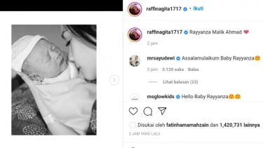 Nagita Slavina bersama putra keduanya, Rayyanza Malik Ahmad