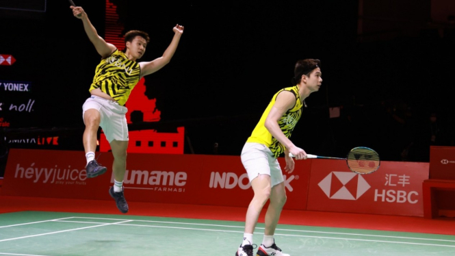 Kevin Sanjaya Sukamuljo/Marcus Fernaldi Gideon di BWF World Tour Finals 2021