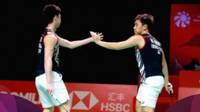 Kevin Sanjaya Sukamuljo/Marcus Fernaldi Gideon di BWF World Tour Finals 2021