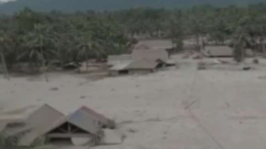 Pemukiman warga terdampak erupsi Gunung Semeru.
